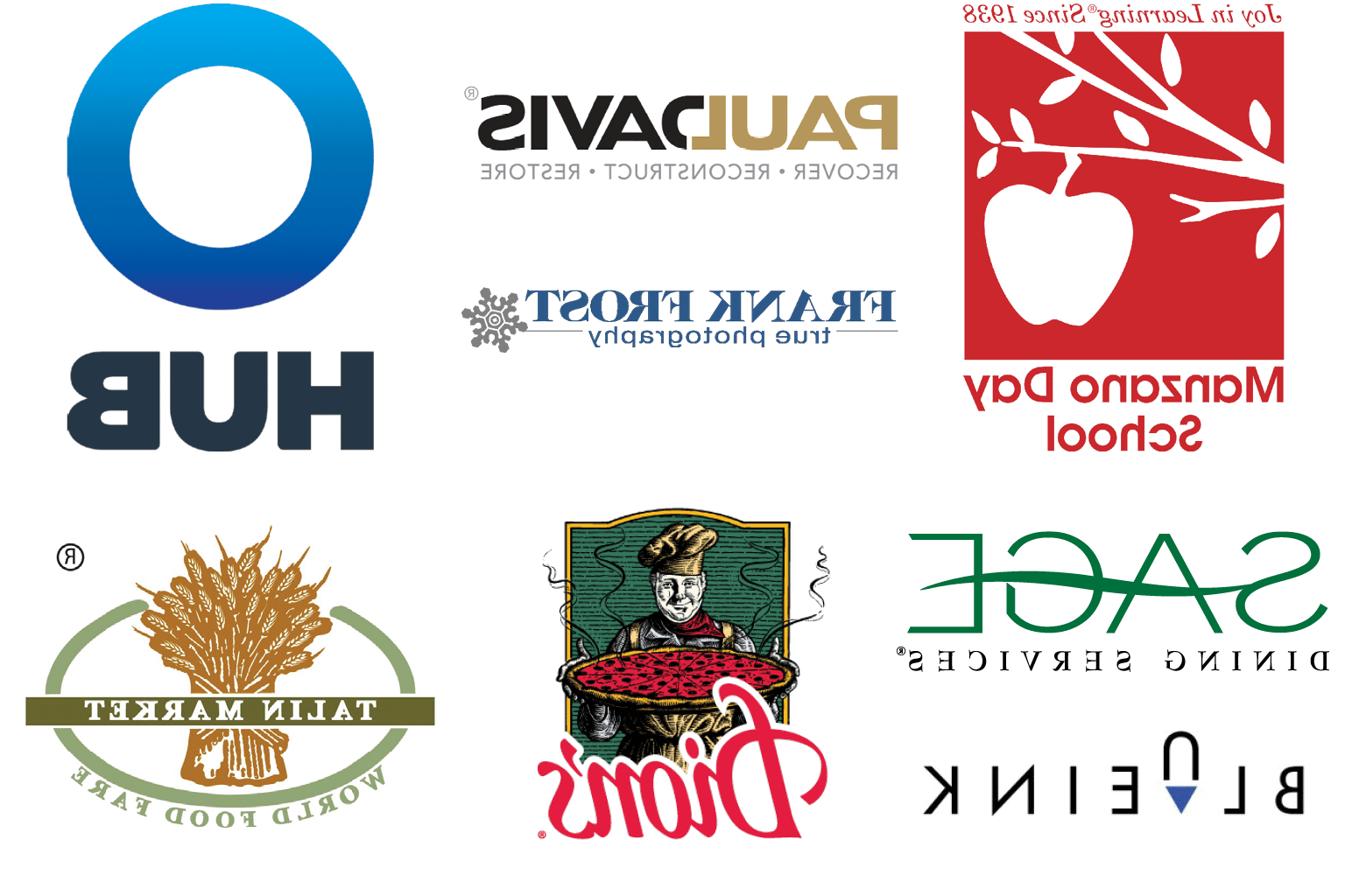 Collage of various corporate 和 educational logos.